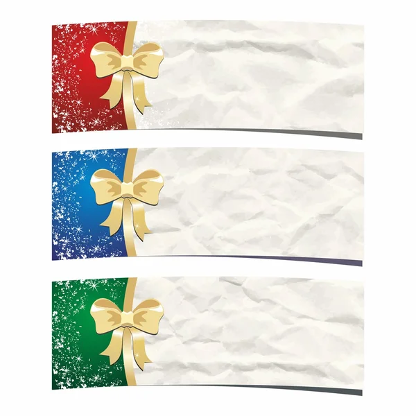 Des bannières de Noël. Fond de papier froissé . — Image vectorielle