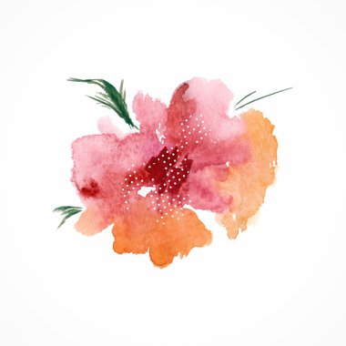 Orange flower. Watercolor floral illustration. Floral decorative element floral background