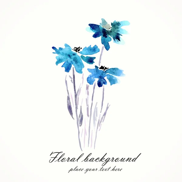 Blue flowers. Watercolor floral bouquet. — Stock Photo, Image
