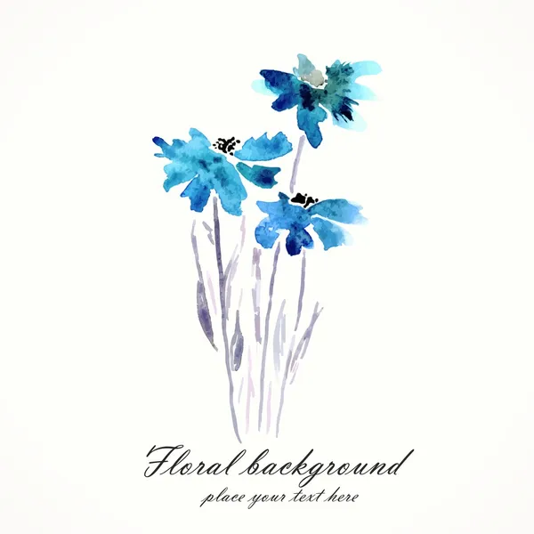 Blue flowers. Watercolor floral bouquet. — Stock Photo, Image