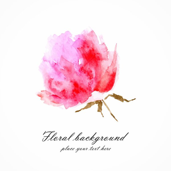 Red flower bud. Floral background. Birthday card.