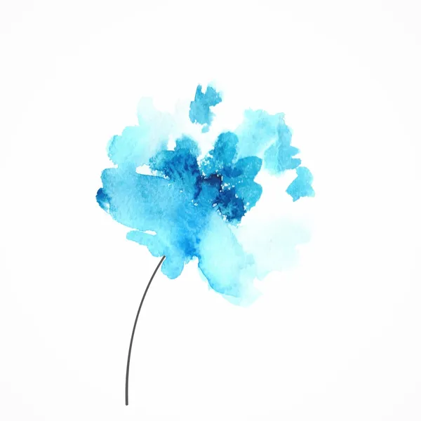 Blaue Blume. Aquarell florale Illustration. Blumen dekoratives Element floralen Hintergrund. — Stockfoto