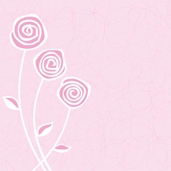 Fondo rosa con rosas — Archivo Imágenes Vectoriales