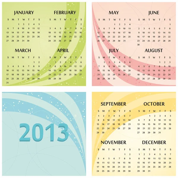 Vector calendar for 2013 — Stock Vector