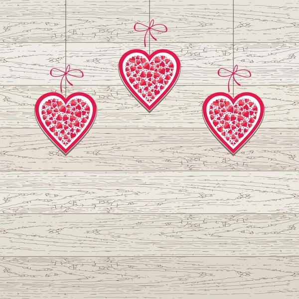 Wooden background with heart. — Stock Vector