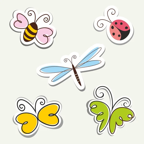 Cartoon Insects. — Stock Vector