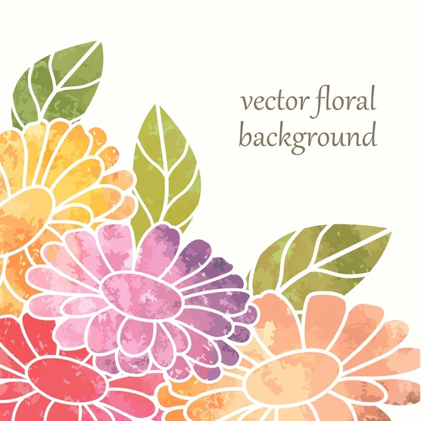 Güzel çiçekler ile vektör suluboya kartpostal. — Stok Vektör