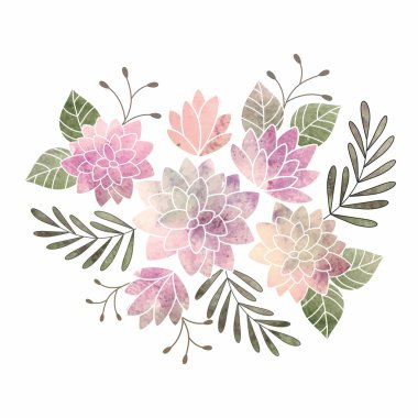 Suluboya çiçek buketi