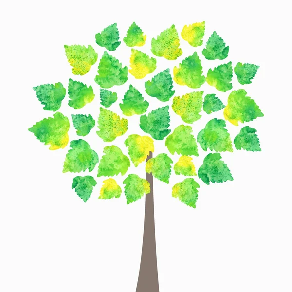 Vector illustration with green tree — Stock Vector