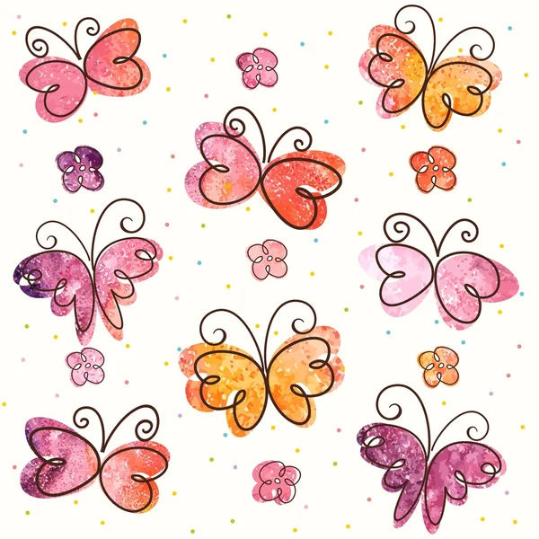 蝶の手描きの背景 — ストックベクタ