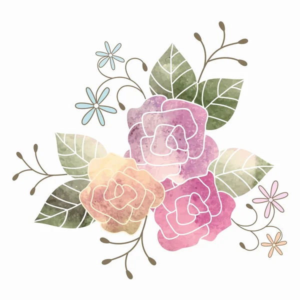 Ramo floral de acuarela — Vector de stock