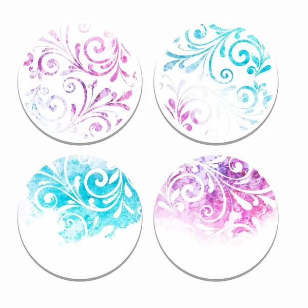 Grunge floral stickers — Stock Vector