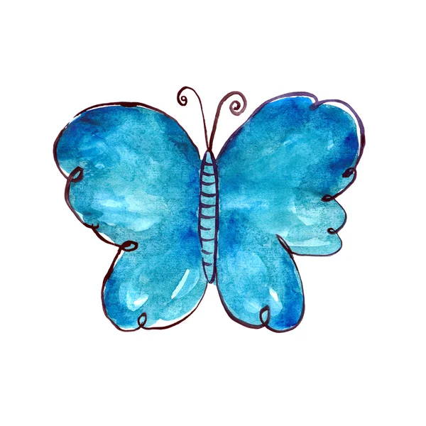 Blue watercolor butterfly — Stock Photo, Image