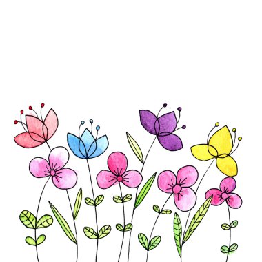 Suluboya çiçek buketi