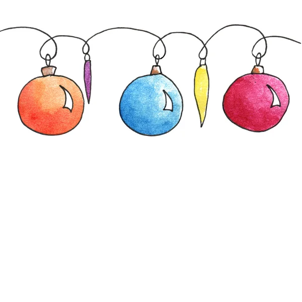Watercolor christmas balls — Stock Photo, Image