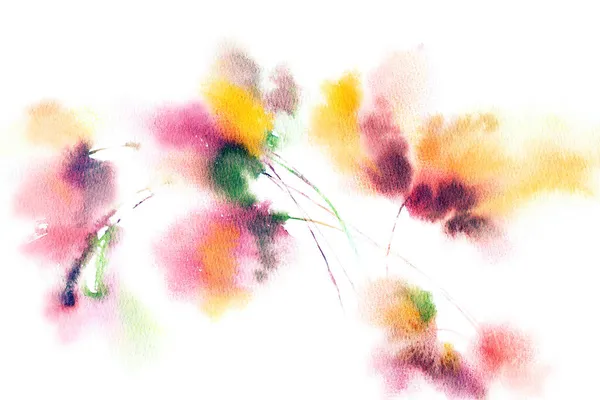 수채화 결혼식 초대장이야 흰색에 꽃들이 있습니다 꽃무늬 포스터 로맨틱 인사말 로열티 프리 스톡 이미지