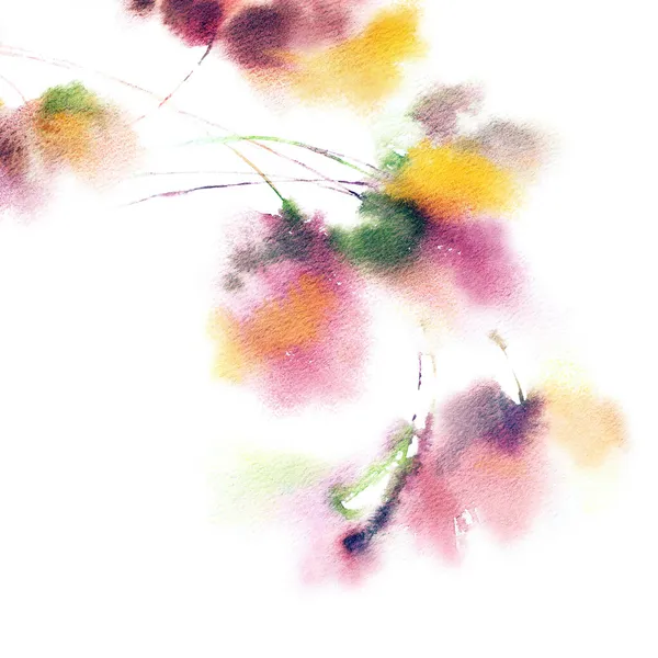 Kolorowe Akwarelowe Tło Kwiatowe Abstrakcyjna Ramka Kwiatów Projekt Kwiatowej Kartki — Zdjęcie stockowe