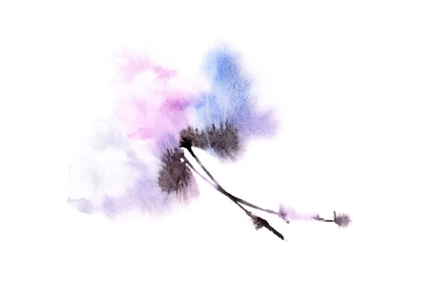 Violett Akvarell Abstrakt Blomma Blommig Inredning För Födelsedagskort Design Bröllopsinbjudan — Stockfoto