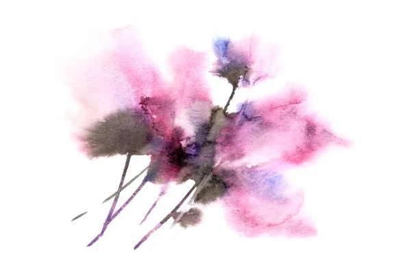 Lila Aquarell Blume Hintergrund Florales Geburtstagskartendesign Hochzeitseinladung Dekor Lose Blumenwandkunst Stockfoto