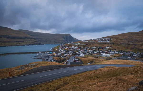 Ейді Фарерські Острови Данія Листопад 2021 Маленьке Портове Місто Острові — стокове фото