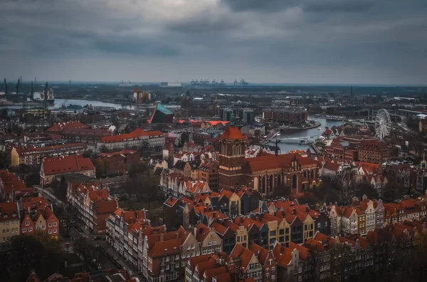 Blick Von Oben Auf Die Wunderschöne Architektur Der Altstadt Danzig — Stockfoto