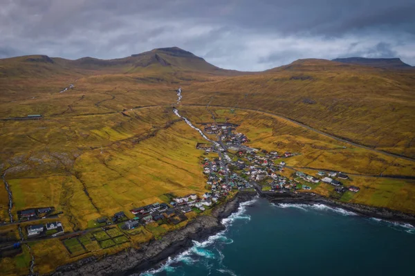 Χωριό Kvivik Στο Νησί Streymoy Στις Νήσους Φερόε Πανοραμική Θέα — Φωτογραφία Αρχείου