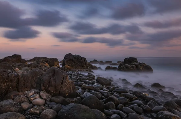 Sunrise Reis Magos Beach Canico Madeira Portugal October 2021 Long — стоковое фото