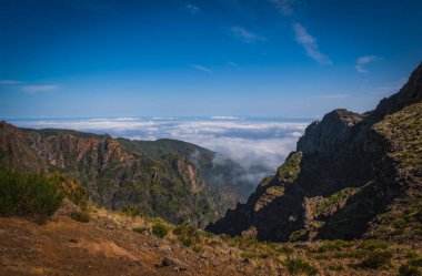Pico do Arieiro Dağı, Madeira Adası, Portekiz. Ekim 2021