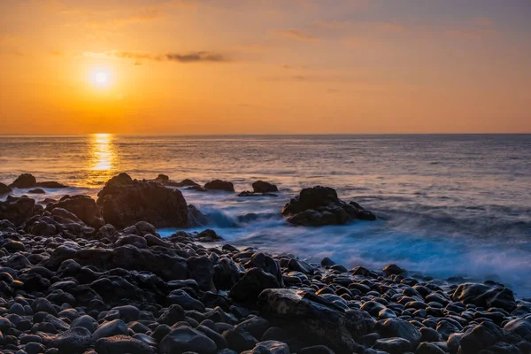 Wschód Słońca Plaży Reis Magos Canico Madera Portugalia Październik 2021 — Zdjęcie stockowe