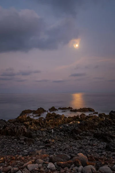 Evening View Moon Reis Magos Beach Canico Madeira Portugal October — Stock Photo, Image