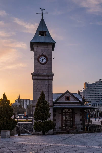Gün Batımında Kayseri Şehir Saat Kulesi Şubat 2021 — Stok fotoğraf