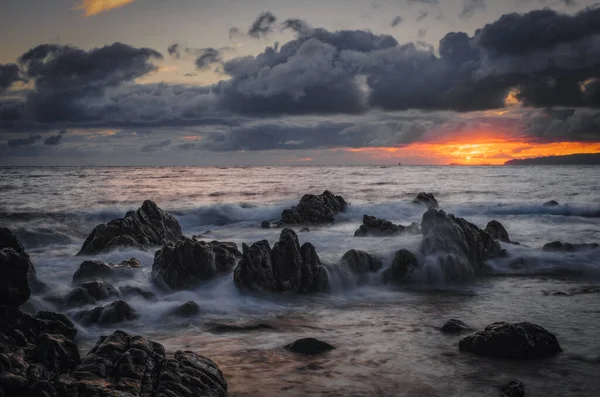 Sunrise Reis Magos Beach Canico Madeira Portugal October 2021 Long — Fotografia de Stock