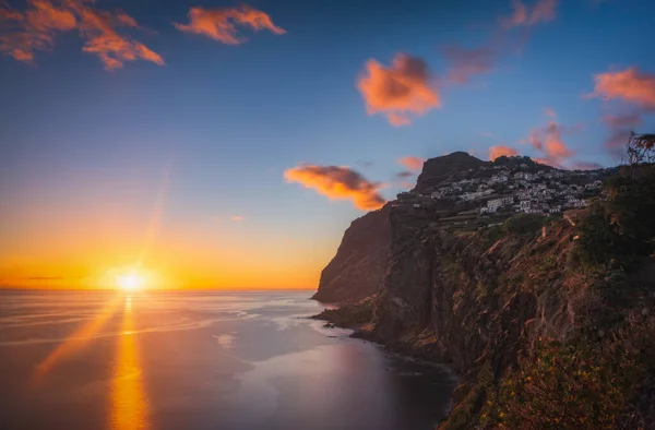 Sunset Panorama Camara Lobos Village Madeira Island Portugal October 2021 — Stock Photo, Image