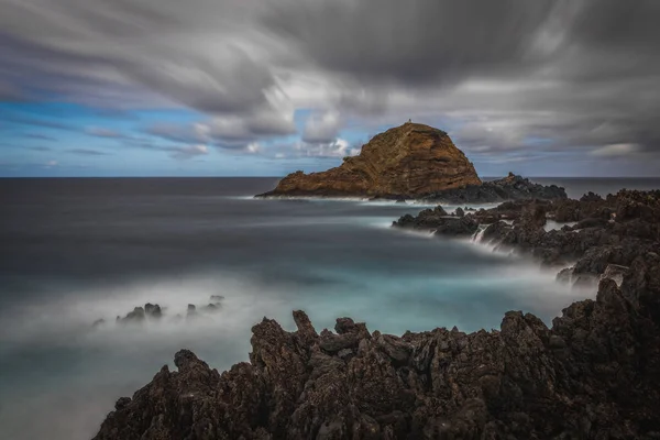 Bela Paisagem Natural Com Oceano Atlântico Piscinas Naturais Rocha Lava — Fotografia de Stock