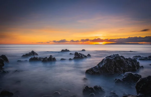 Sonnenaufgang Strand Von Reis Magos Canico Madeira Portugal Oktober 2021 — Stockfoto