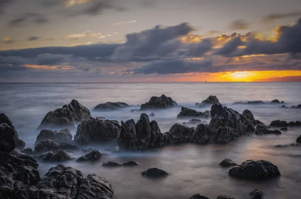 Sonnenaufgang Strand Von Reis Magos Canico Madeira Portugal Oktober 2021 — Stockfoto