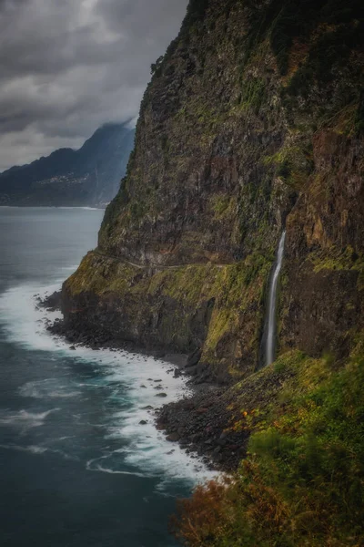 Ponta Poiso Waterfall North Coast Madeira Portugal Seixal October 2021 — Stock Photo, Image