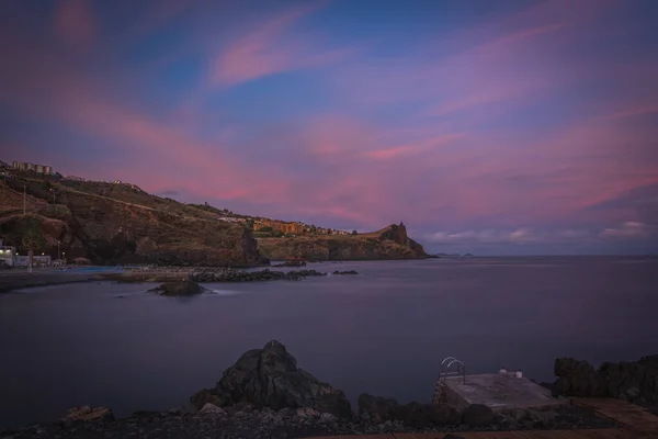 Coastline Canico Baixo Reduto Portinho Rocks Sunrise Madeira October 2021 — стоковое фото