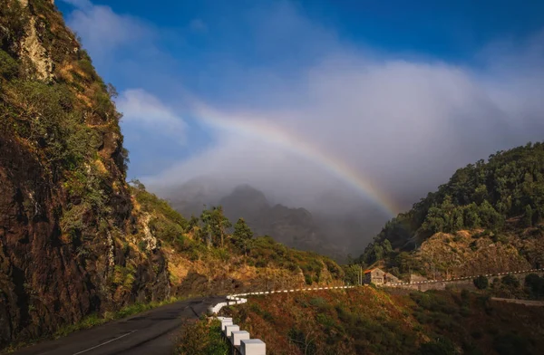 Mysterious Morning Landscape Rainbow Boca Das Torrinhas Madeira Seen Vereda — Stock Fotó