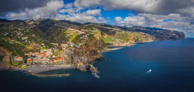 Ponta do Sol at afternoon. Panoramic aerial drone picture. Madeira, Portugal. October 2021