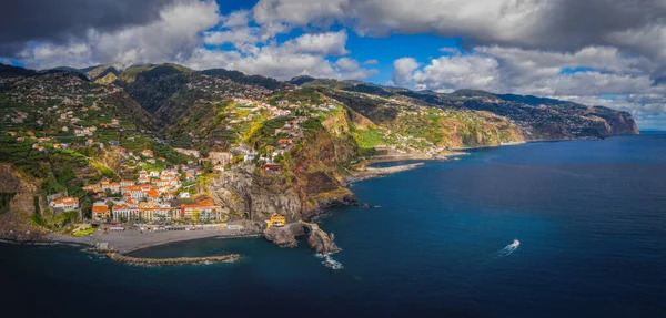 Ponta do Sol at afternoon. Panoramic aerial drone picture. Madeira, Portugal. October 2021