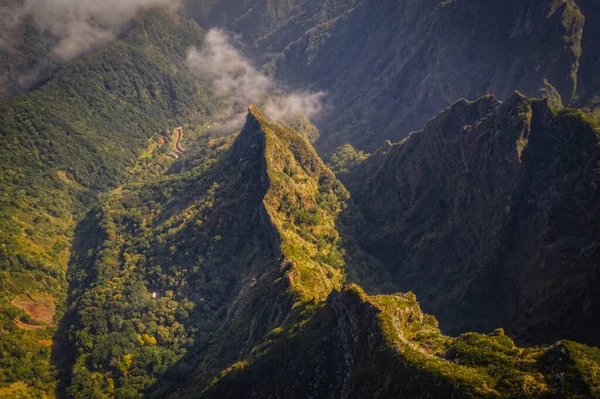 Mountain Trail Pico Arieiro Madeira Island Portugal October 2021 Aerial — ストック写真