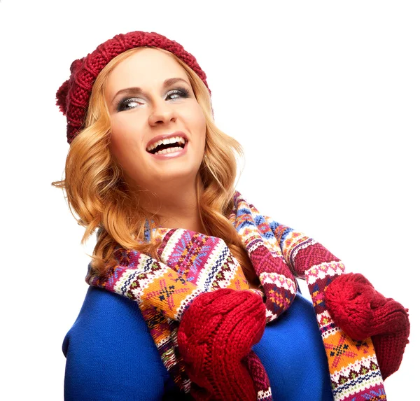 Christmas girl, young beautiful smiling over white background — Stock Photo, Image