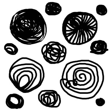 Scribble Fırça Çemberi Soyut Grunge. Kömür Kara El Yuvarlak Çizim. Graffiti Dairesel Doodle Elementi. Modern Blot Baloncuk Tasarımı - Vektör illüstrasyonu