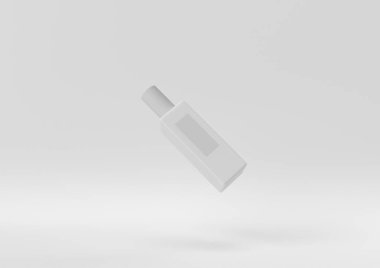 Yaratıcı asgari kağıt fikir. Beyaz arka planı olan beyaz kozmetik ürünler. 3d görüntüleme, 3d illüstrasyon.