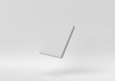 Yaratıcı asgari kağıt fikir. Beyaz arkaplanı olan beyaz bir kitap düşün. 3d görüntüleme, 3d illüstrasyon