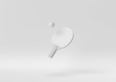 Yaratıcı asgari kağıt fikir. Beyaz arka planda beyaz masa tenisi kavramı. 3d görüntüleme, 3d illüstrasyon