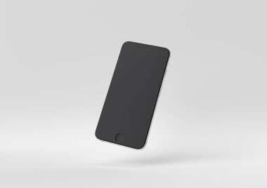 Beyaz arka planda yüzen gerçekçi akıllı telefon. Minimum konsept fikir. 3d hazırlayıcı.