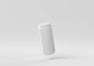 Beyaz arka planda süzülen beyaz kavanoz. Asgari konsept fikir yaratıcı. Tek renk olsun. 3 Boyutlu Hazırlama.