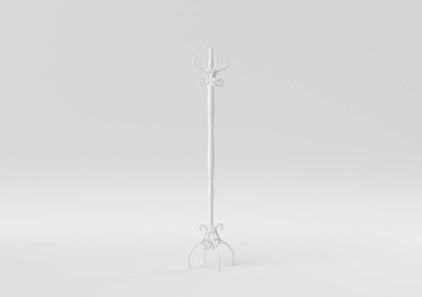 Beyaz önlük kancası beyaz arka planda. Asgari konsept fikir yaratıcı. Tek renk olsun. 3 Boyutlu Hazırlama.